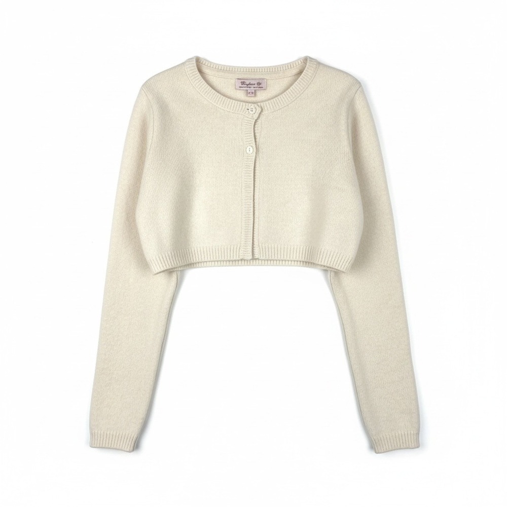 Trotters London Confiture Girls Cropped Cardigan 10/11 Cream Wool Cashmere Blend